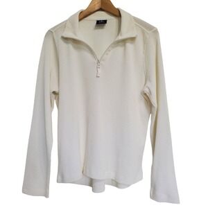 Charles River Apparel Womens 1/4 Zip Waffle Knit Thermal Sweatshirt Size M Cream